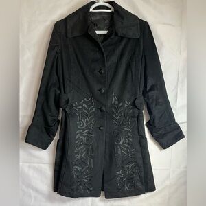 Embroidered Bespoke Goth Victorian Frock Coat Steampunk Whimsigoth Black